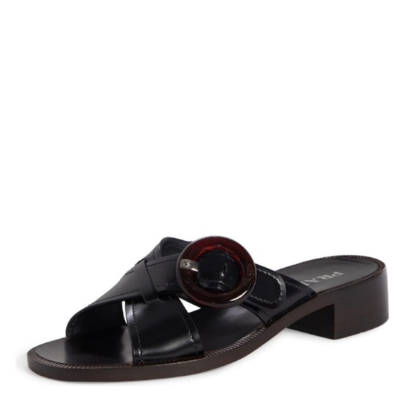 PRADA LEATHER SLIDE SANDALS - Picture 2 of 4